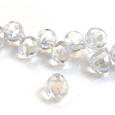 Glass Beads Teardrop Top Drilled 9x8mm (95) Electroplated Crystal AB