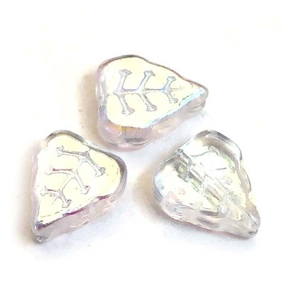 Glass Beads Leaves 10x8mm (58) Electroplated Crystal AB