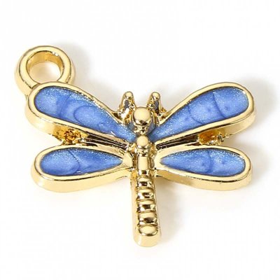 Cast Metal Charm Dragonfly 14x15mm (1) Blue Royal Gold