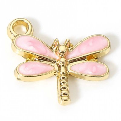 Cast Metal Charm Dragonfly 14x15mm (1) Pink Gold