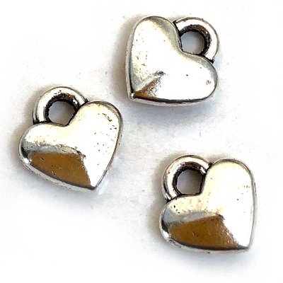 Cast Metal Charm Heart Solid 8mm (100) Antique Silver
