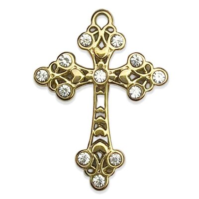 Stainless Steel Pendant Premium Collection Cross 06 27x17mm (1) 304 18K Gold