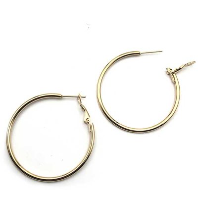 Ear Hoop Earrings 304 Stainless Steel 40x2mm - 1 Pair - Gold