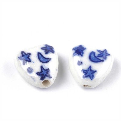 Porcelain Beads Heart 15mm (5) Star Moon