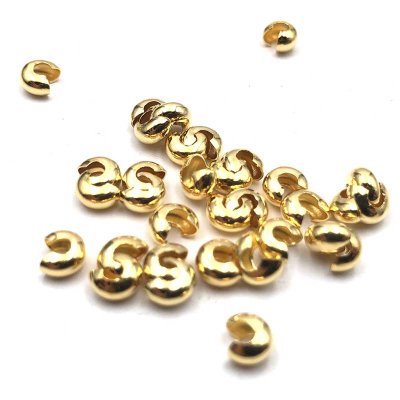 Crimp Cover Beads Brass 4mm (100) Gold