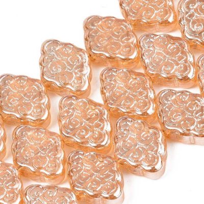 Glass Beads Clouds 15x11mm (53) Electroplated Sandy Pearl Luster