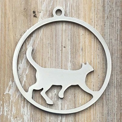 Stainless Steel Charm Circle 23 Cat 27x25mm (1) Original