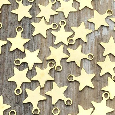 Stainless Steel Charm Star 07 Small 9x8mm (50) Gold