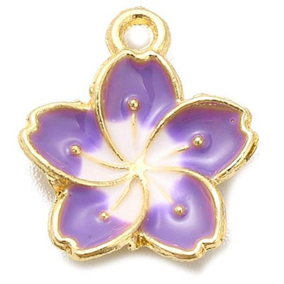 Cast Metal Charm Flower Frangipani 16x13mm (10) Purple Gold
