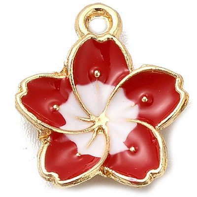 Cast Metal Charm Flower Frangipani 16x13mm (10) Red Gold