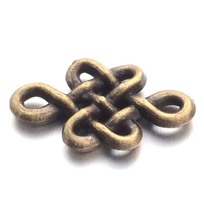 Cast Metal Charm/ Connector Chinese Knot 7x11mm (50) Antique Bronze