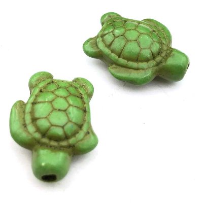 Howlite (Synthetic) Beads Turtle 17x14mm (22) Green