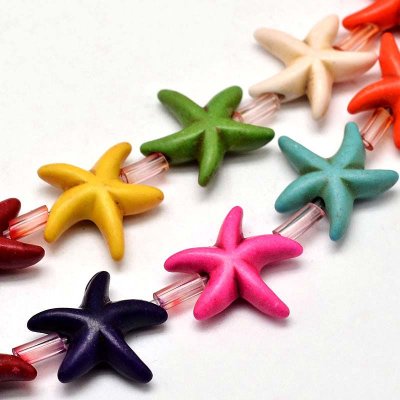 Howlite (Synthetic) Beads Starfish 14mm (25) Mixed