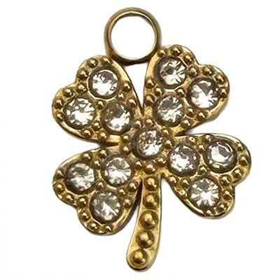Stainless Steel Pendant Premium Collection Clover Small 13x10mm (1) Rhinestone 304 18K Gold