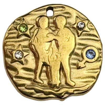 Stainless Steel Pendant Premium Collection Zodiac Amulet 18mm (1) Gemini 304 18K Gold