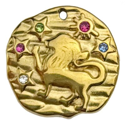 Stainless Steel Pendant Premium Collection Zodiac Amulet 18mm (1) Leo 304 18K Gold