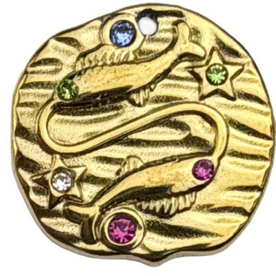 Stainless Steel Pendant Premium Collection Zodiac Amulet 18mm (1) Pisces 304 18K Gold