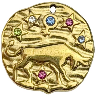 Stainless Steel Pendant Premium Collection Zodiac Amulet 18mm (1) Taurus 304 18K Gold