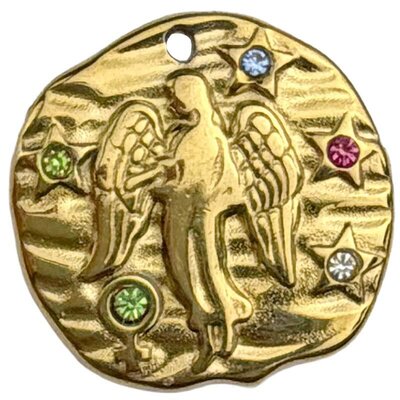 Stainless Steel Pendant Premium Collection Zodiac Amulet 18mm (1) Virgo 304 18K Gold