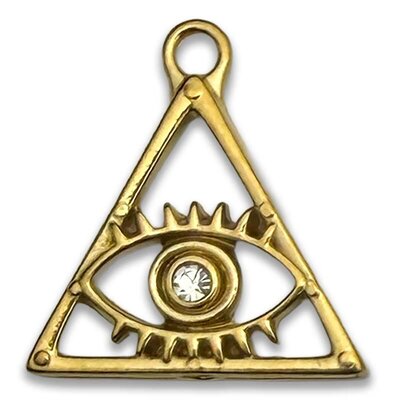 Stainless Steel Pendant Premium Collection Triangle Evil Eye 17x16mm (1) 304 18K Gold