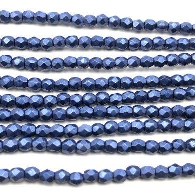 Czech Faceted Round Firepolished Glass Beads 3mm (50) ColorTrends: Saturated Metallic Super Violet