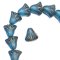 Czech Glass Beads Flower Lily 9x10mm (10) Aqua Blue Transparent Matte w/ Copper Wash