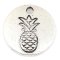 Cast Metal Charm Coin Flat Engraved Pineapple 12mm (10) Antique Silver