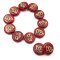 Czech Glass Beads Coin w/Lotus Flower 14mm (6) Deep Red Opaline w/Gold
