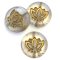 Czech Glass Beads Coin w/Lotus Flower 14mm (6) Crystal Transparent Matte w/ Gold Wash