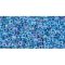 Japanese Toho Seed Beads Tube Round 11/0 Inside-Color Luster Crystal/Caribbean Blue-Lined TR-11-189