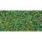 Japanese Toho Seed Beads Tube Round 15/0 Inside-Color Rainbow Jonquil/Forest Green-Lined TR-15-1829