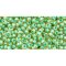 Japanese Toho Seed Beads Tube Round 11/0 Inside-Color Rainbow Lt Jonquil/Mint-Lined