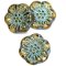 Czech Glass Beads Flower Wild Rose Large 18mm (5) Ivory w/ Picasso & Turquoise Wash
