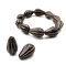 Czech Glass Beads Drop Melon 13x8mm (10) Jet Black Opaque w/Dark Bronze