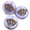 Czech Glass Beads Coin w/Lotus Flower 14mm (6) Lilac Purple Silk w/ Dark Bronze Wash 