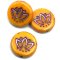 Czech Glass Beads Coin w/Lotus Flower 14mm (6) Mango Orange Opaque w/ Pink Wash