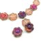 Czech Glass Beads Flower Wild Rose 14mm (10) Pink Transparent w/ Purple & Copper Half Coat