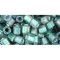Japanese Toho Seed Beads 4mm Cube Inside-Color Frosted Crystal/Prairie Green-Lined TC-04-270F