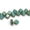 Czech Glass Beads Silky Diamond 2-Hole 6mm (25) Tea Green & Sea Green w/Picasso & Coral Wash