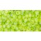 Japanese Toho Seed Beads Tube Round 8/0 Transparent-Rainbow Frosted Lime Green TR-08-164F