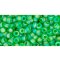 Japanese Toho Seed Beads Tube Round 8/0 Transparent-Rainbow Frosted Peridot TR-08-167F