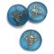 Czech Glass Beads Bee Pressed Coin 12mm (10) Aqua Blue Transparent Matte with Gold Wash