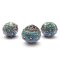 Kashmiri Style Beads Round 20mm (1) Style 003K Silver Light Turquoise