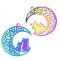 Stainless Steel 201 Charm Thin Cat In The Moon 22x19mm (2) Multi-color