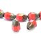 Czech Glass Beads Faceted Drop Bottom Cut 8x6mm (15) Coral Red Opaque w/ Picasso Finish