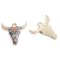 Cast Metal Charm Cow Longhorn Steer Cattle 22x21mm (1) Geometric Colourful Gold Style 01
