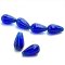 Czech Glass Beads Drop Melon 13x8mm (10)  Cobalt Blue Transparent w/ Turquoise Wash