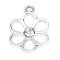 Cast Metal Charm Flower Plum Blossom Outline Rhinestone 22x16mm (10) Silver