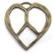 Cast Metal Pendant Heart Peace Symbol 45x48mm (1) Anqique Bronze
