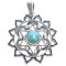 Cast Metal Pendant Chakra Anahata Heart 69x52mm (1) Antique Silver w/Turquoise Stone